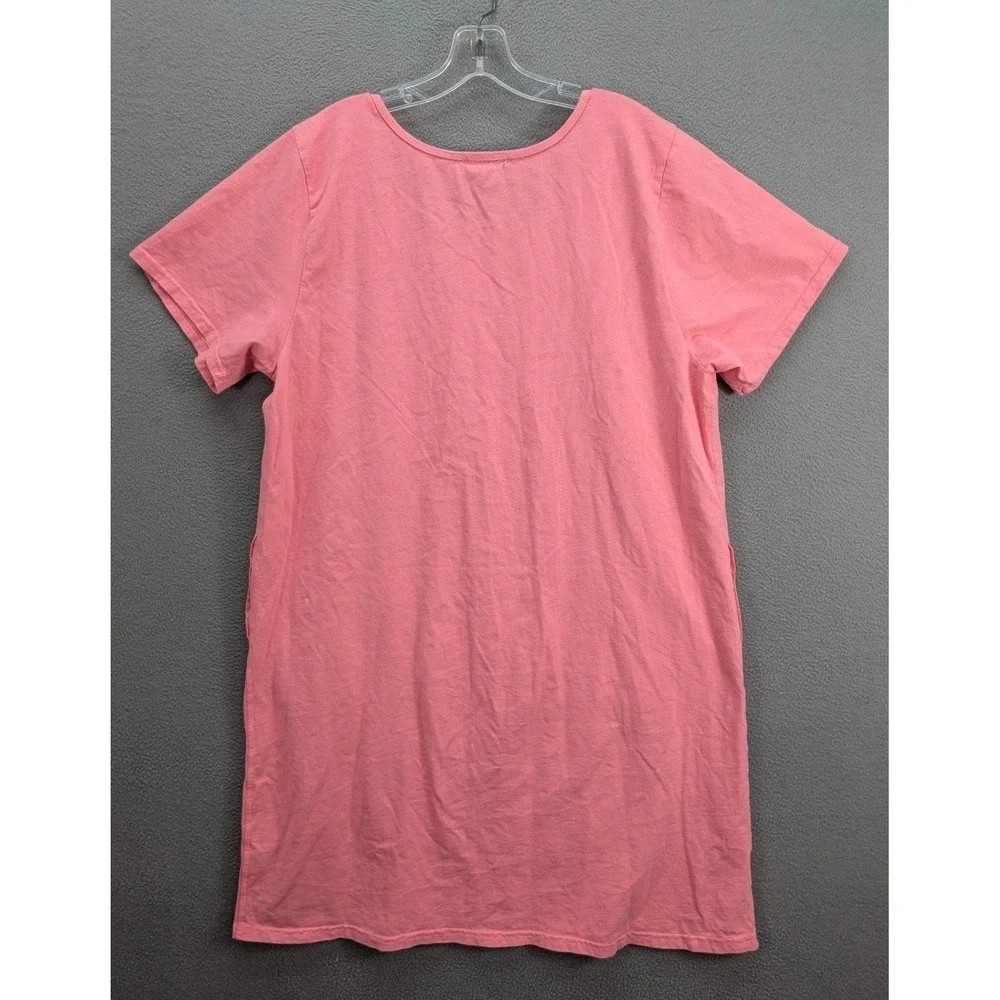 Fresh Produce Womens Short Sleeve Scoop Neck T-Shirt Dress Pink USA Cotton Large